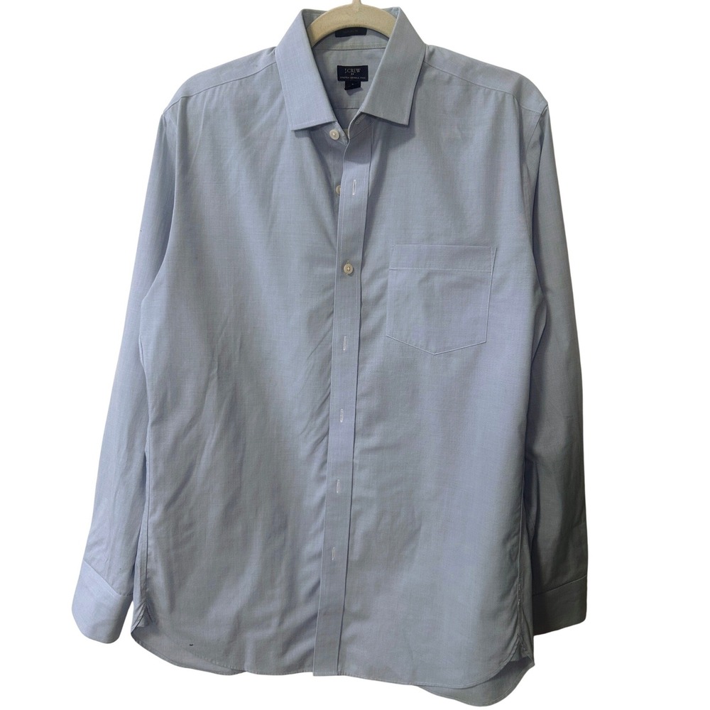 J.Crew Thompson Stretch Wrinkle Free Dress Shirt Light Blue Mens Medium 15-15.5